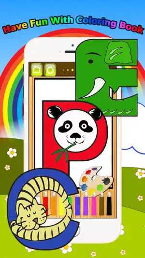 动物字母彩图1-6级：ABC着色页学习游戏免费为孩子和幼儿
