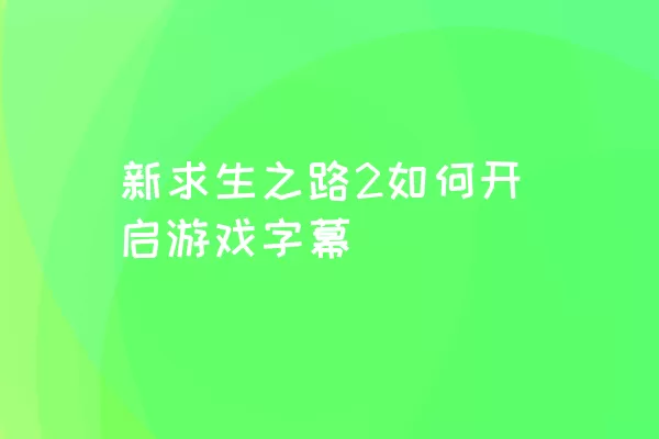 新求生之路2如何开启游戏字幕