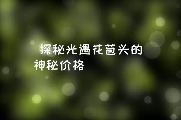  探秘光遇花苞头的神秘价格