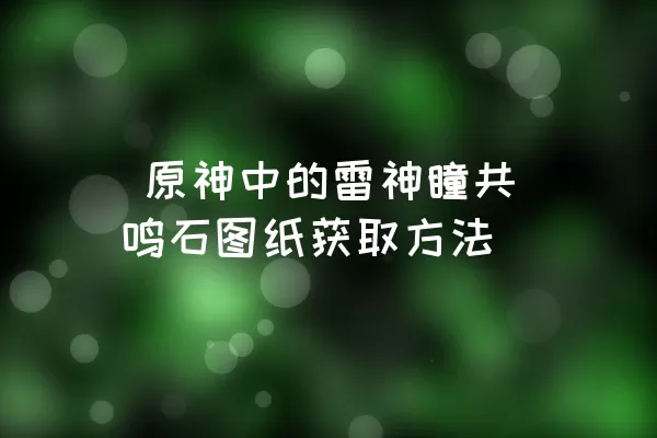  原神中的雷神瞳共鸣石图纸获取方法